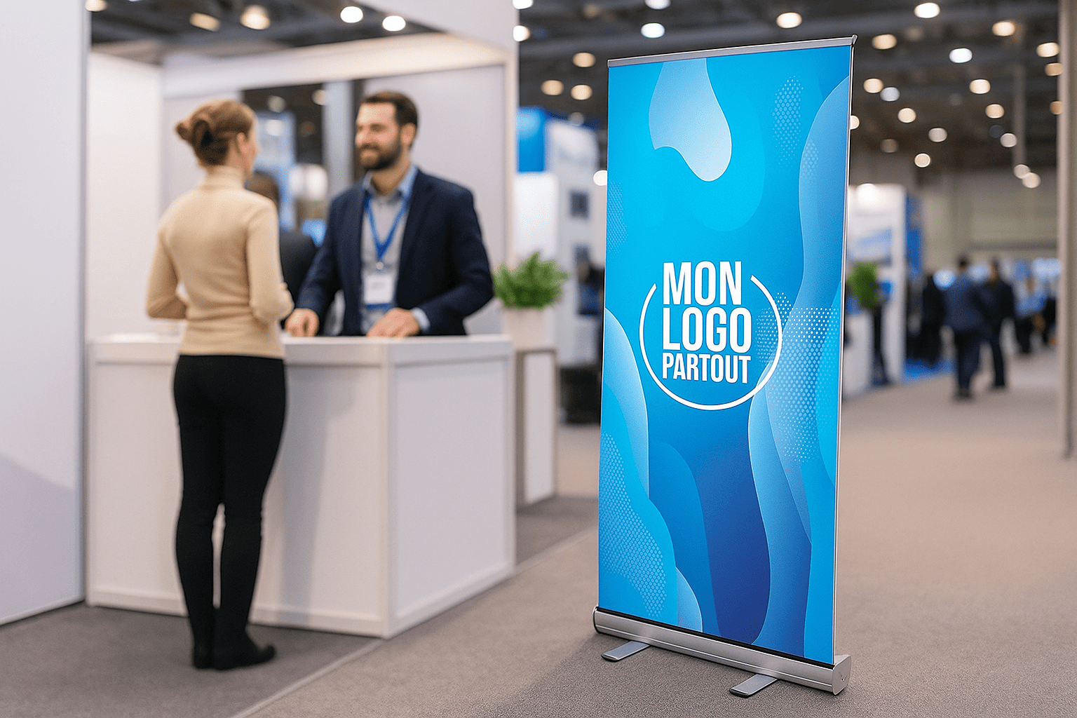 Kakémono sur un stand de salon professionnel